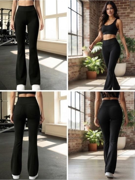 High-Rise Black Sleek Flare Leggings Small