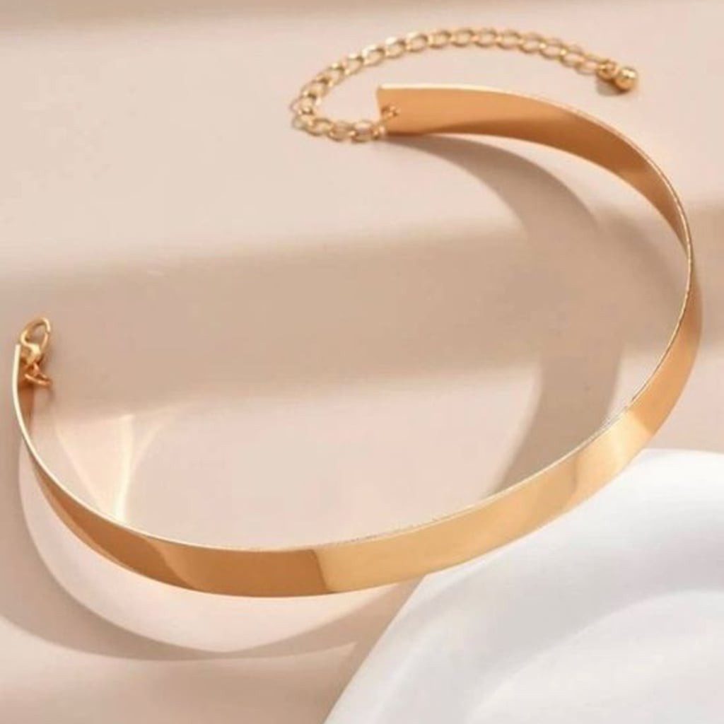 Trendy Golden Choker Minimalist Gold Metal Choker Necklace - Women Jewelry
