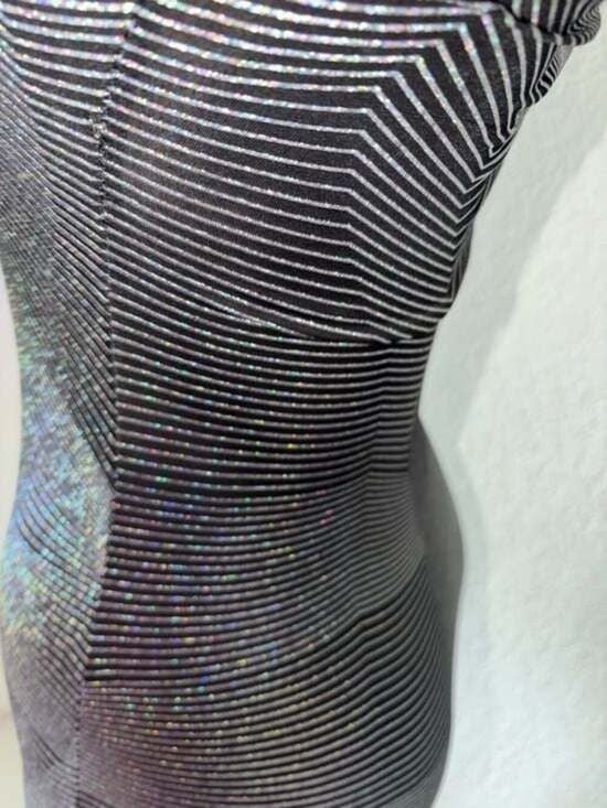 Black Bead Strapless Holographic-Effect Bodycon Dress - Black with Iridescent Me