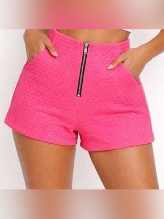 [JUST IN] Topshop Pink Quilted High Waisted Shorts Sz 4