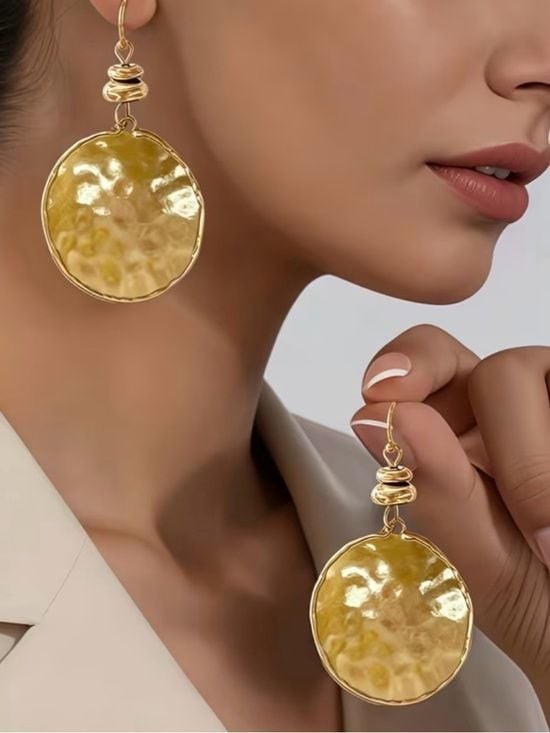 Regal Radiance: Hammered Gold Disc Earrings