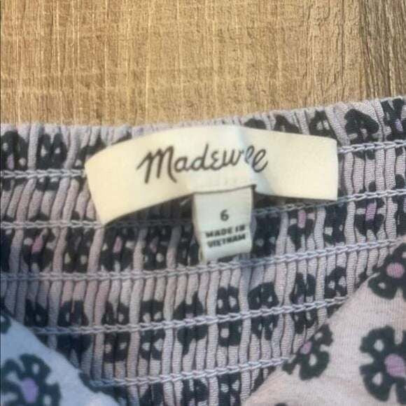 Last One! NWT MADEWELL Patterned Button Down Mini Dress Soft Blue Sz 6