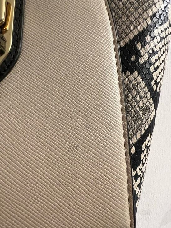Apt. 9 Beige Tote with Black Snake-Print Trim