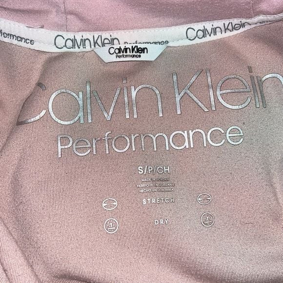 Calvin Klein Pink Fleece Logo Sleeve Zip Up Hoodie Small