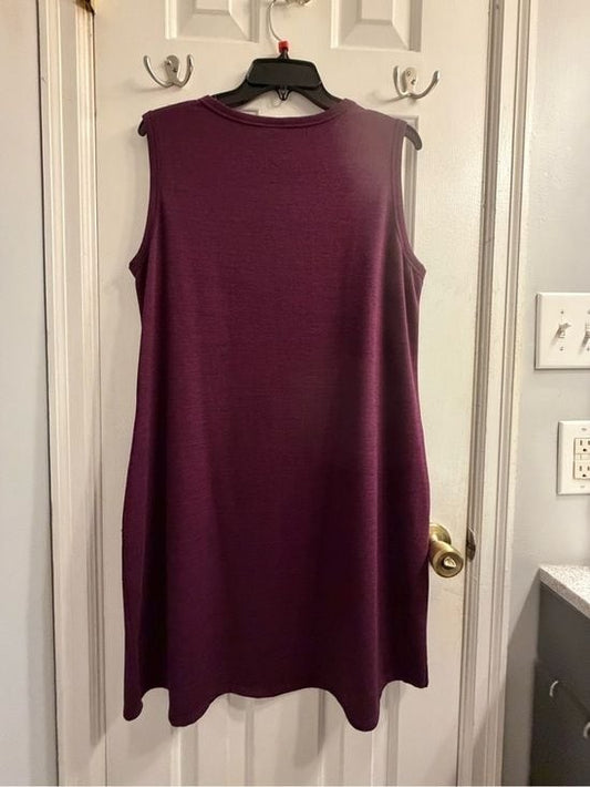 32 Degrees Sleeveless Scoop Neck Midi Dress - Plum XL