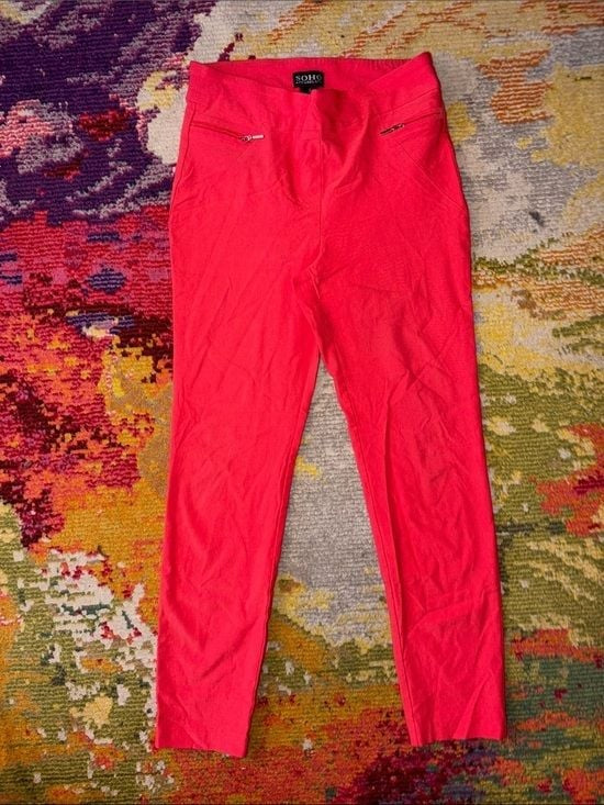 Soho Neon Pink Cropped Slim Ankle Pants Small