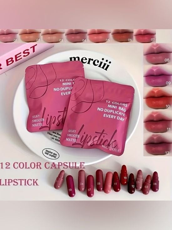 Last One! Lipstick Boutique 12-Color Capsule Set – Pinks, Reds, Nudes