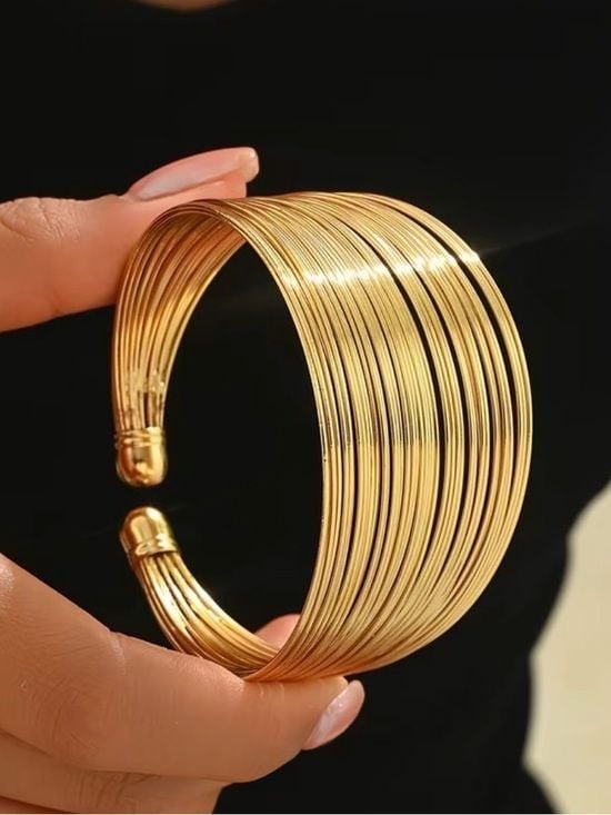 Gold Multi-Strand Open Cuff Bracelet by