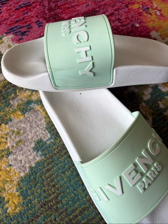 Givenchy Mint Green and White Men’s Slide Sandals 7.5