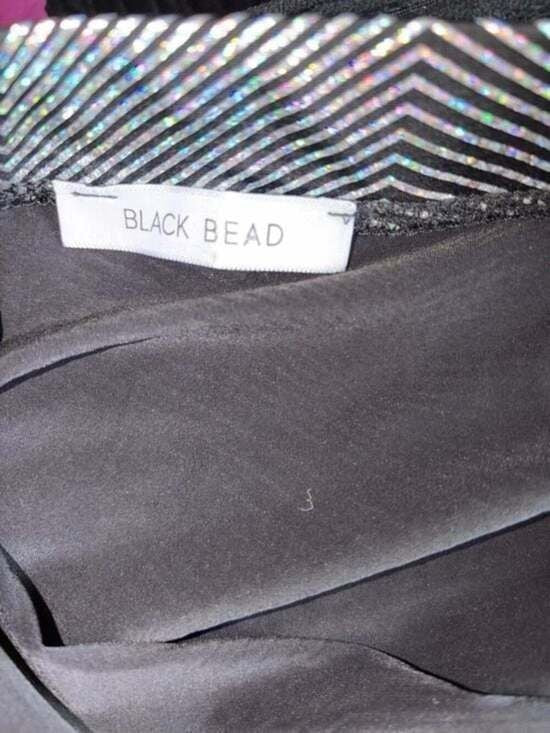 Black Bead Strapless Holographic-Effect Bodycon Dress - Black with Iridescent Me