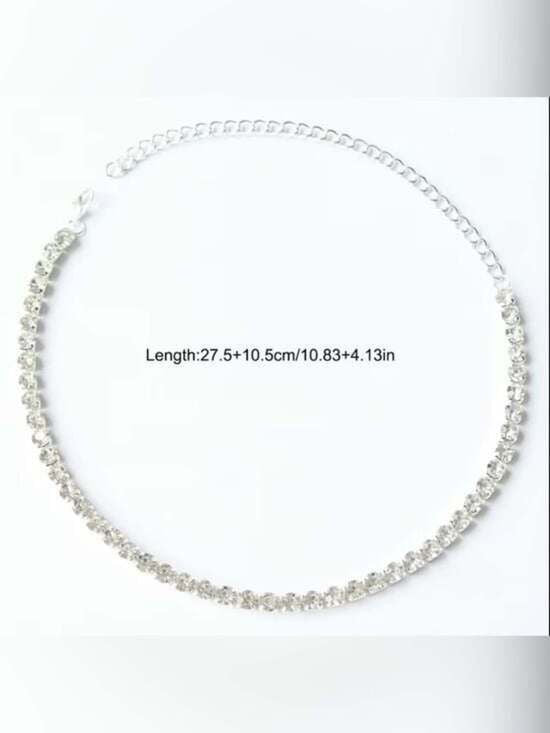 Gold Crystal Tennis Necklace with Clear Stones - Women Jewelry