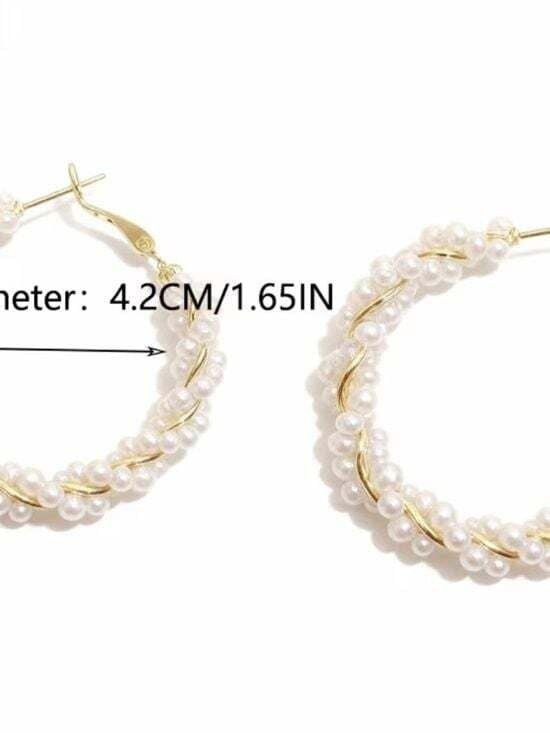 Pearl-Wrapped Hoop Earrings - White