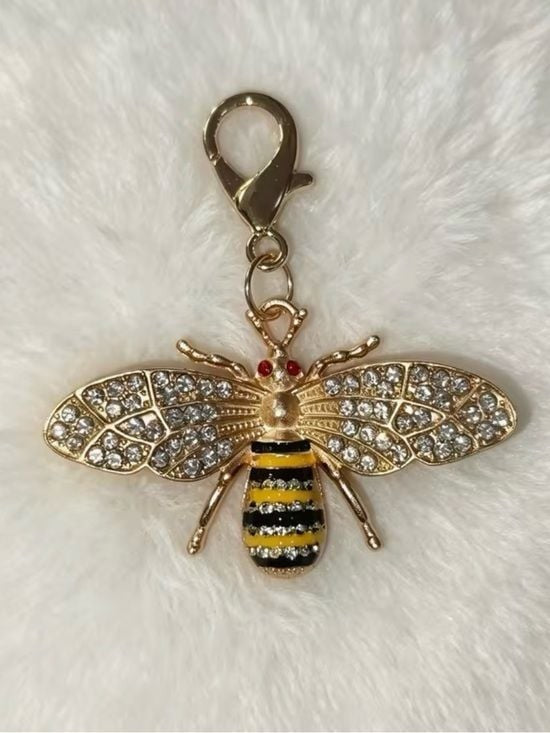 Key & Card Holder with Gold Bee Charm by