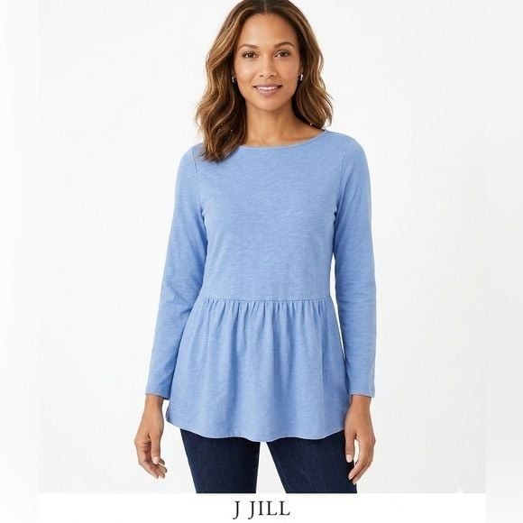 [Just In] J. Jill Blue Peplum Long Sleeve Top XS Fits Medium