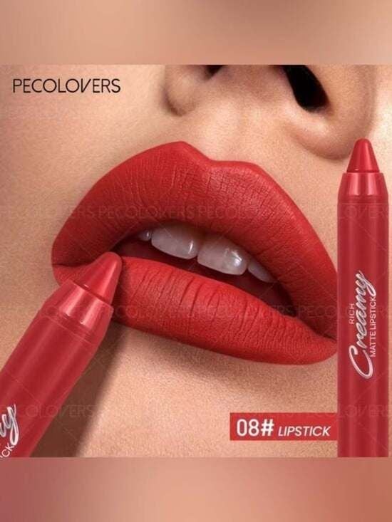 Creamy Rich Matte Lipstick Crayon — Bold Red