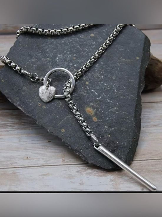 Layered Silver-Tone Heart Pendant Y-Necklace