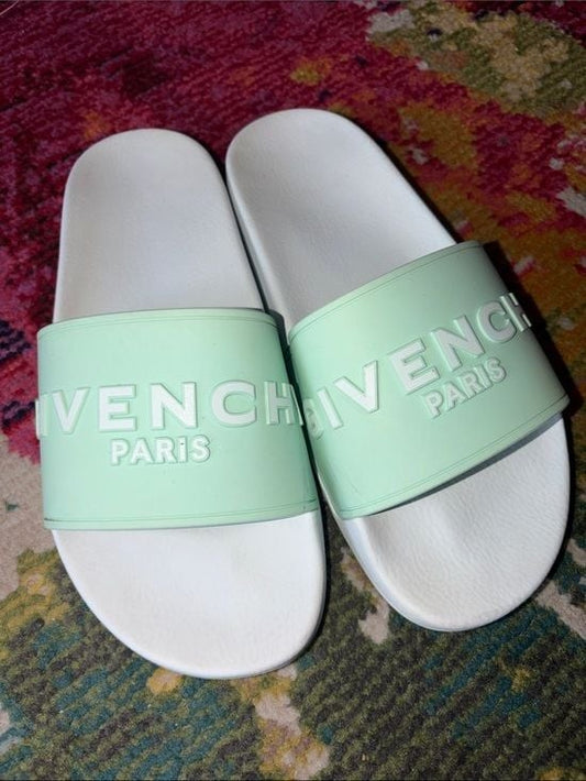 Givenchy Mint Green and White Men’s Slide Sandals 7.5