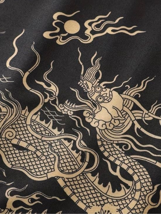 Black Dragon Printed Kimono Jacket Medium