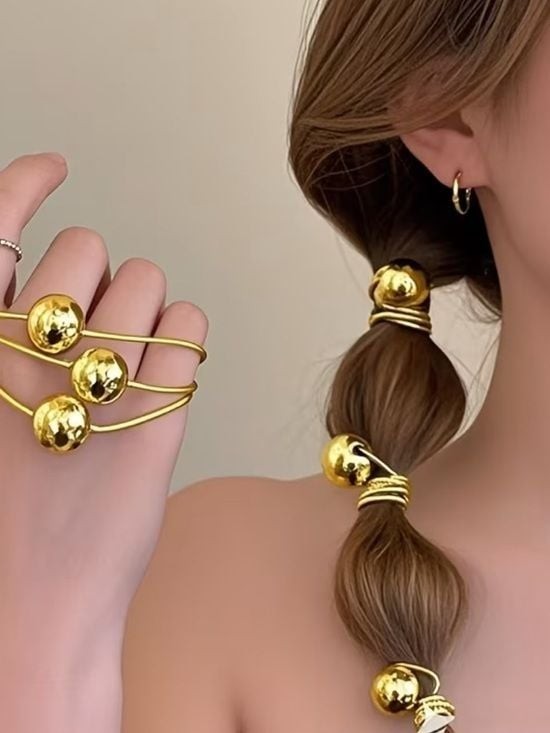 Gold Bubble Ponytail Rings - Women's Hair Accessories
