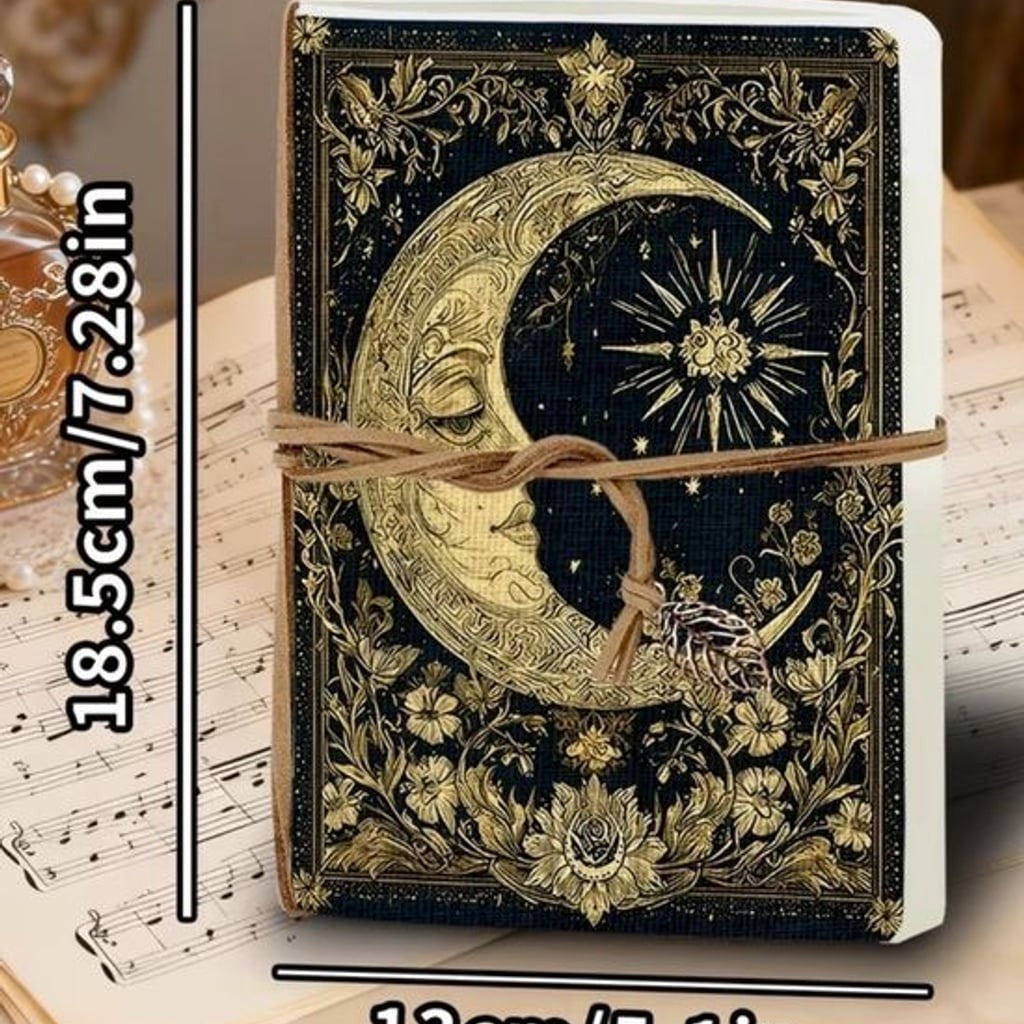 Celestial Moon Embossed Journal - Black & Gold