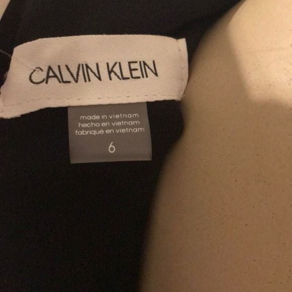 NWT Calvin Klein Classic Black Midi Tulip Sleeve Dress Sz 6
