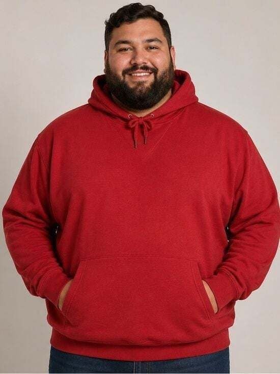 Jawhart Plaza 2XL Men's Red Pullover Hoodie with Kangaroo Pocket -
