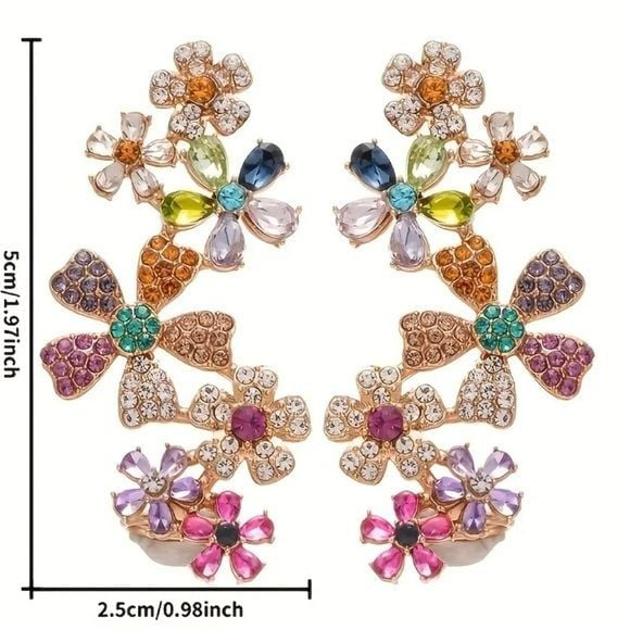 Last Chance! GORGEOUS! Sparkle Golden Floral Earrings