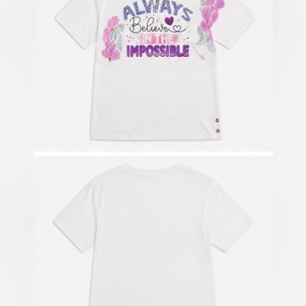 Always Believe in the Impossible Graphic T-Shirt White Floral Inspirational Tee