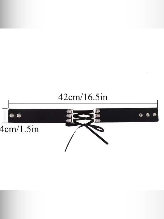 Black Faux Leather Lace-Up Gothic Choker Necklace