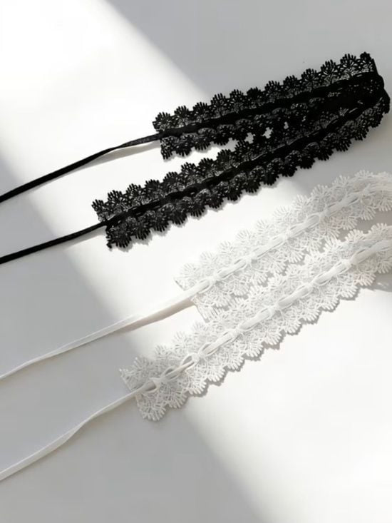 Vintage-Inspired Black Lace Choker Necklace with Tie Closure