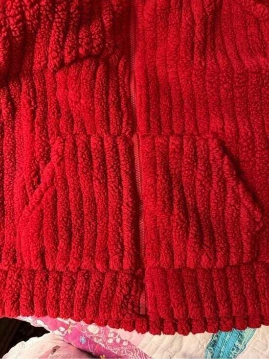 Red Plush Zip-Front Women's Sweater Vest XXL