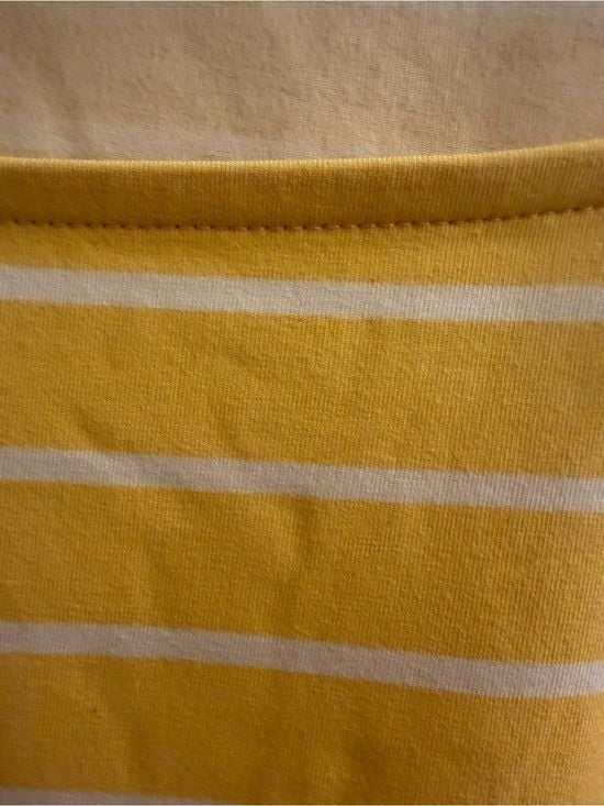 Croft & Barrow Yellow White Striped Scoop Neck Top Medium Casual Spring Tee