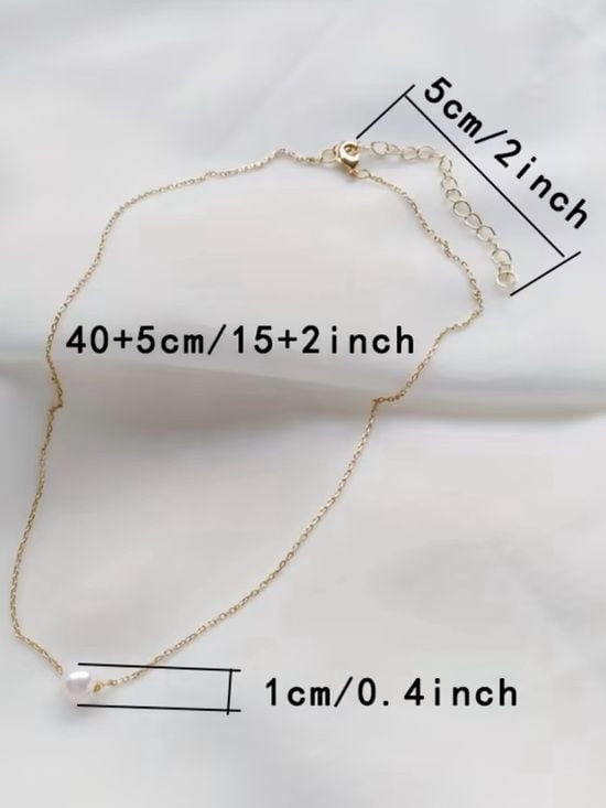 Gold Chain Necklace with Single White Pearl Pendant