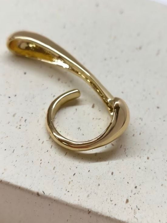 Gold-Tone Abstract Liquid Design Statement Ring