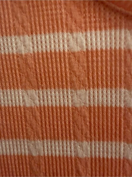 croft & barrow Peach and White Striped Long-Sleeve Tee Perite Large