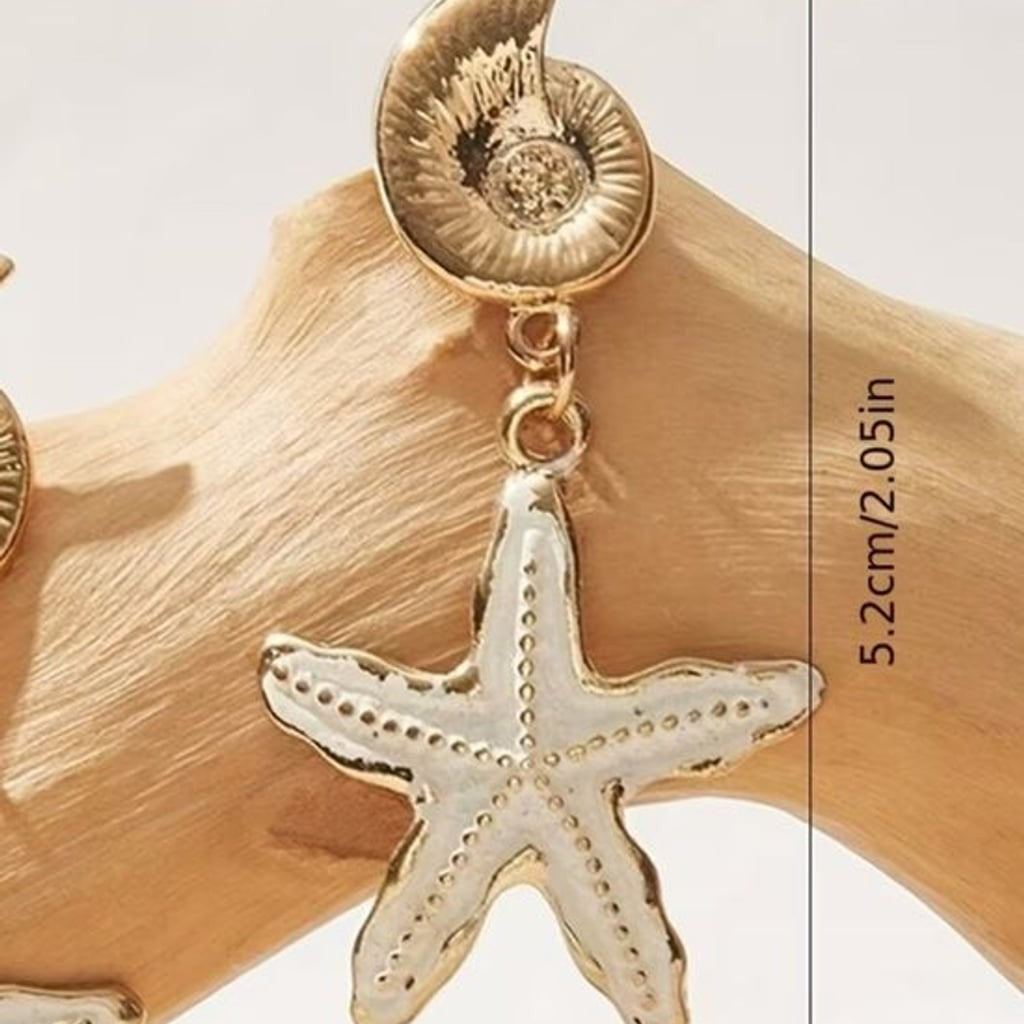 Elegant Beach Starfish Drop Earrings - Coastal Women’s Jewelry