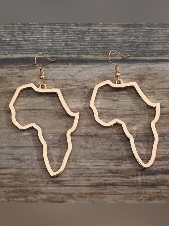 Gold Africa Outline Dangle Earrings - Women Jewelry