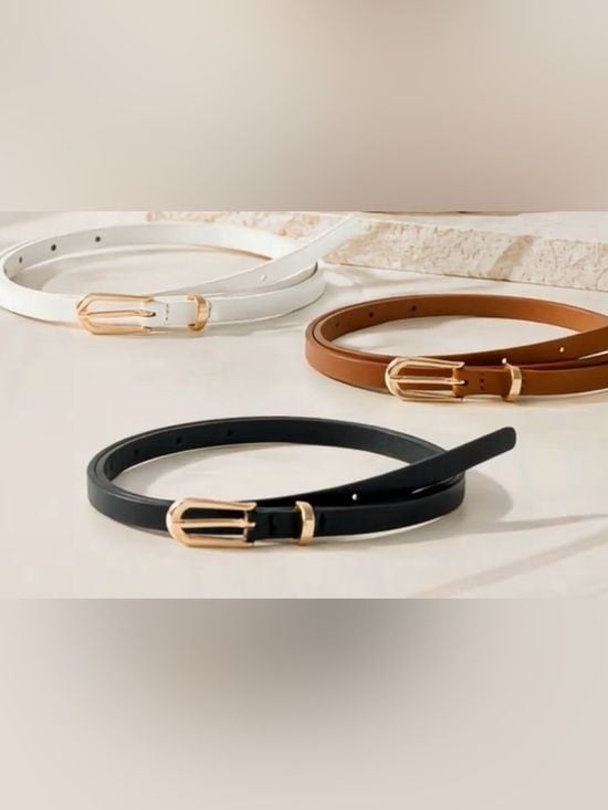1 x Black Leather Belt with Gold Buckle