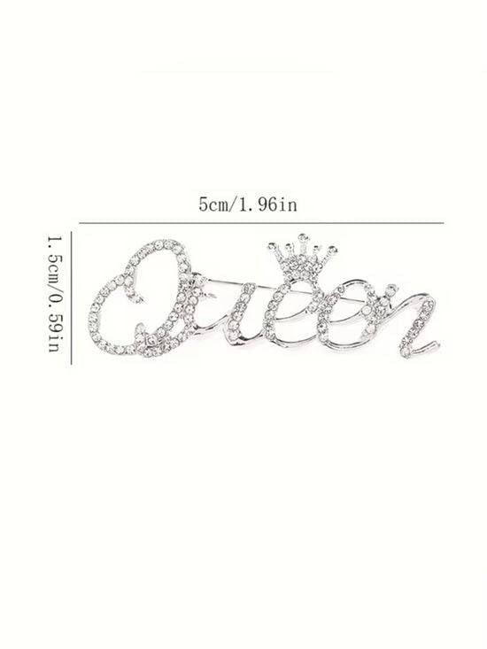 Luxury Brooch Pin - Queen Crystal Gold Tone