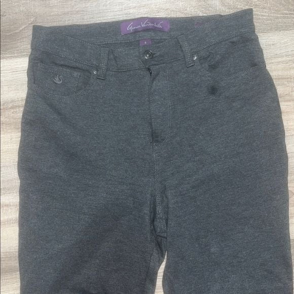 Gloria Vanderbilt Amanda Chevron Print Charcoal Grey Black Pants Jeans Sz 8