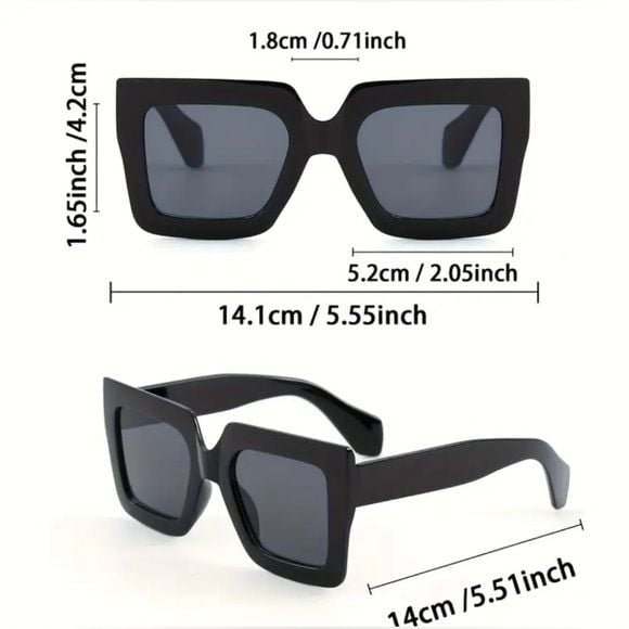 Baddie Square Trendy Black Sunglasses