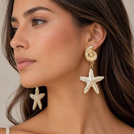 Elegant Beach Starfish Drop Earrings - Coastal Women’s Jewelry