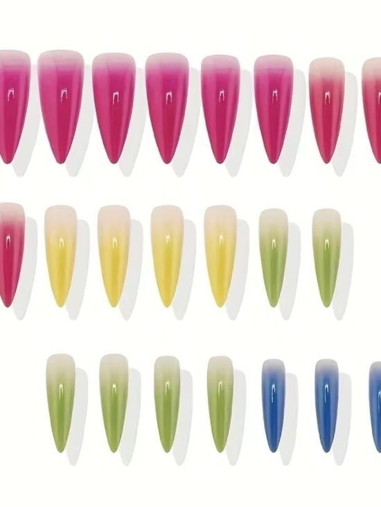 Gradient Stiletto Press-On Nails Set with 12 Sizes for DIY Manicure