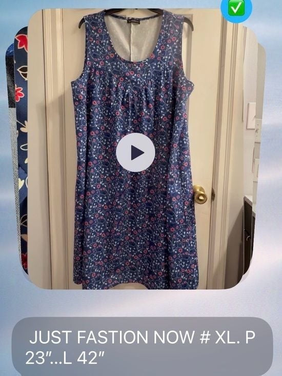 Just Now Fashion Blue Floral Scoop Neck Sleeveless Mini Dress XL
