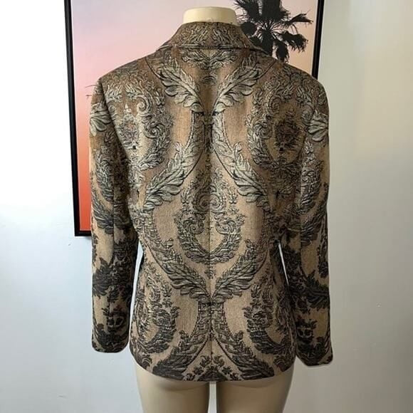 KASPER Textured Gold Black Paisley Classic Blazer Size 12