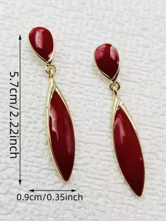Red Gold-Tone Drop Earrings - Elegant Women’s Jewelry