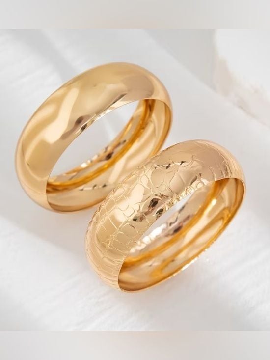 [Just In] Big Jewelry Co Sculpted Gold Cuff - Bold Double Layer Bangle