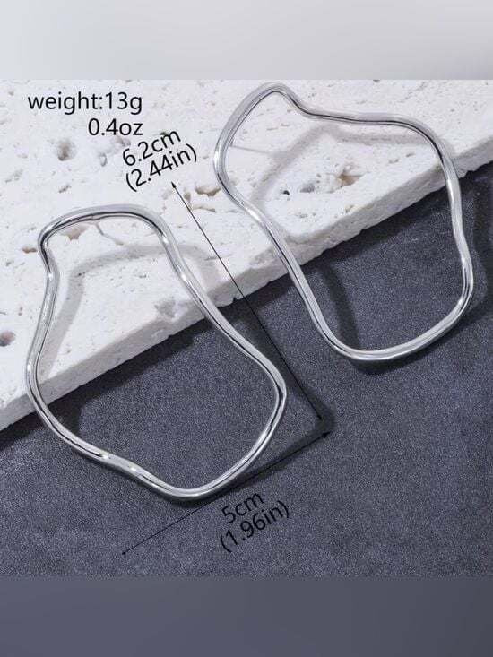 Wavy Silver-Tone Sculptural Hoop Earrings