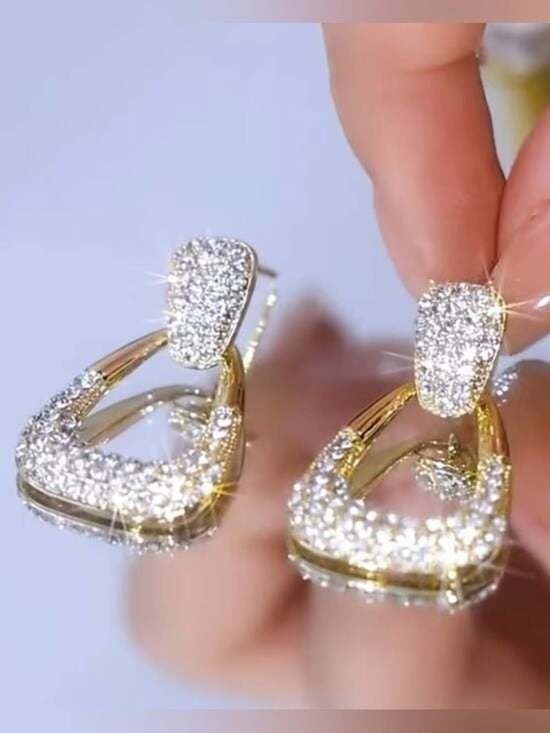 Gold Pavé Teardrop Hoop Earrings - Women Jewelry