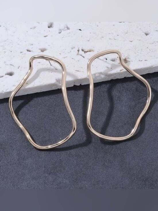 Gold Organic Hoop Earrings - Women Jewelry Earrings